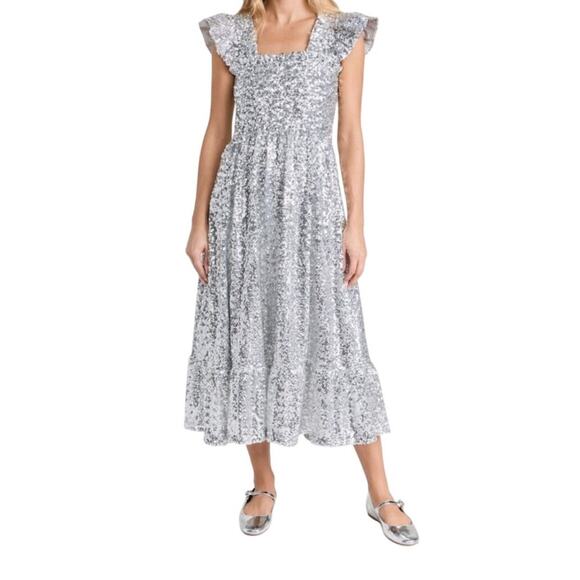 Hill House Home The Ellie Nap Dress Silver Sequin Collectors Edition Size Small - Picture 1 of 8